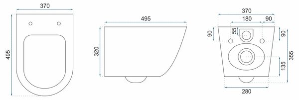 Vaso WC sospeso REA Carlo Mini Rimless Ecru