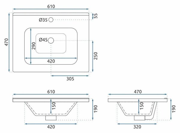 Set di mobili da bagno con lavabo Mario 60cm White