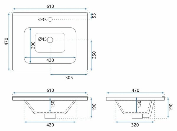 Set di mobili da bagno con lavabo Astor 60cm White