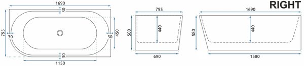Vasca bagno BELLANTO BELLANTO DESTRA 170cm