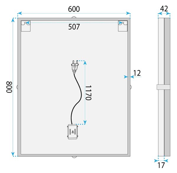 Specchio LED 60cm BL808