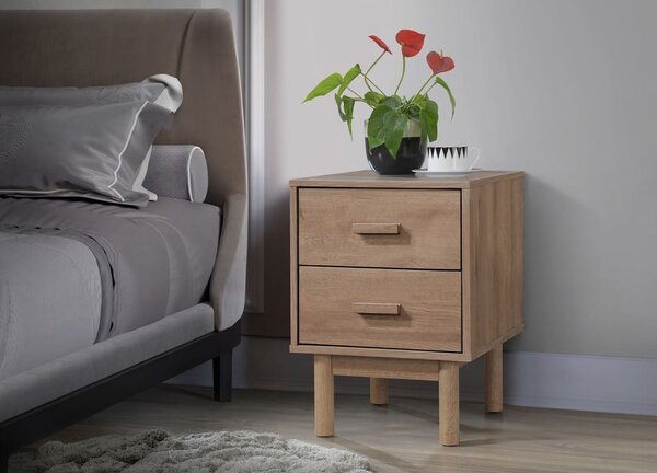 Comodino effetto rovere in colore naturale Melanie - Støraa