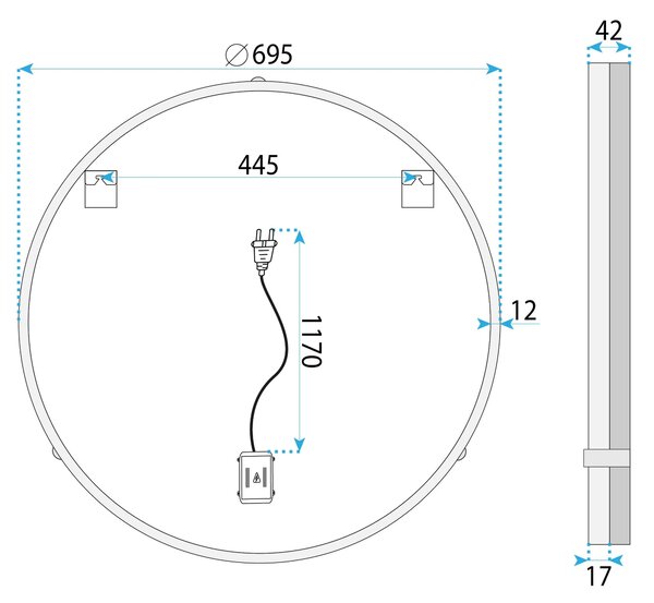 Specchio LED 70cm BL805