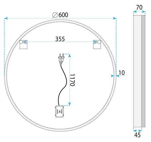Specchio LED 60cm BL807
