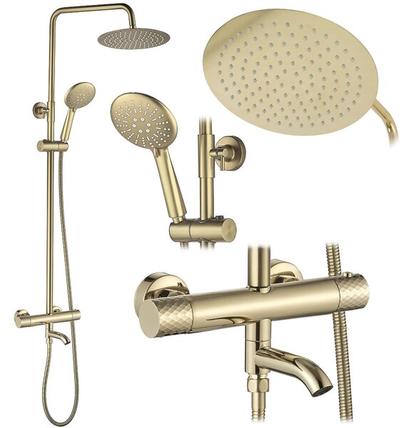 Set Doccia da incasso con Termostatato Lungo Diamond Gold