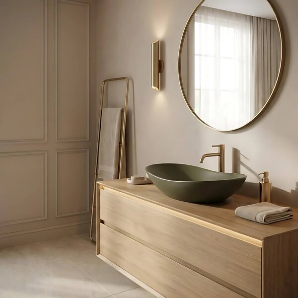 Lavabo da appoggio Rea Royal Olive Matt