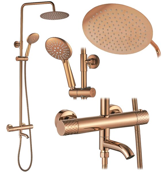 Set Doccia da incasso con Termostatato Lungo Diamond Copper