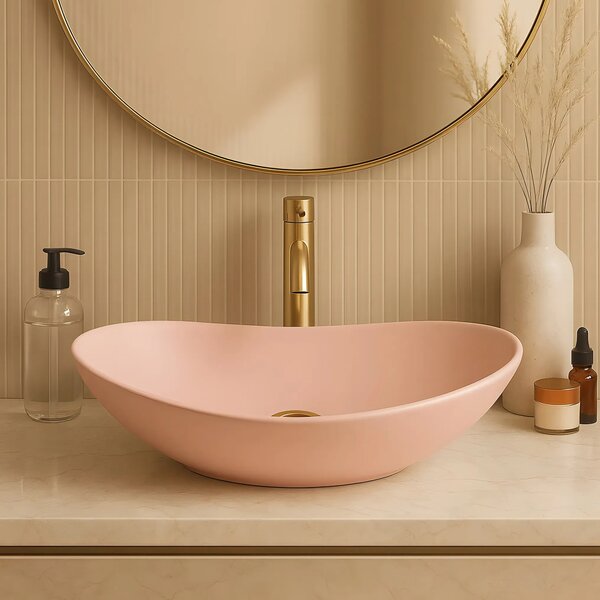 Lavabo da appoggio Rea Royal Powder Pink Matt