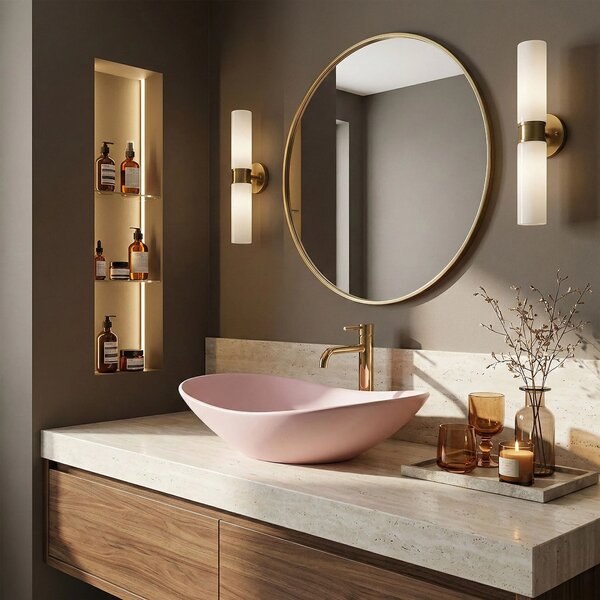 Lavabo da appoggio Rea Royal Powder Pink Matt