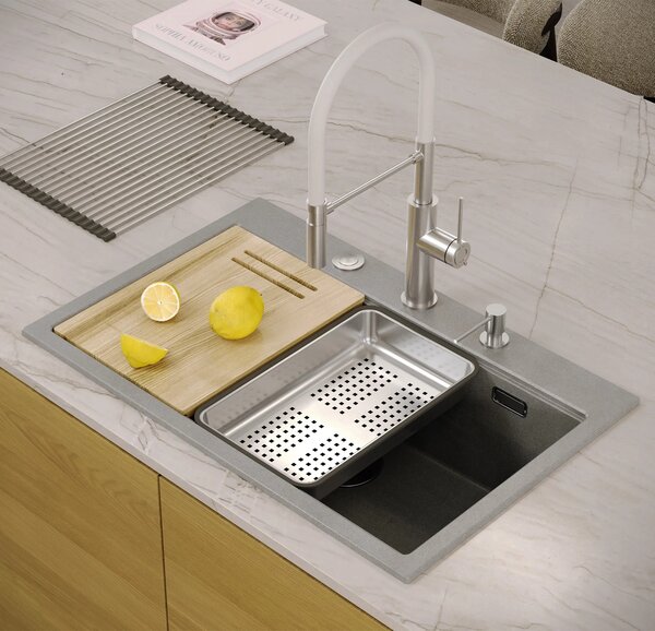 Lavello in granito MARC 110 WORKSTATION Grey Metallic