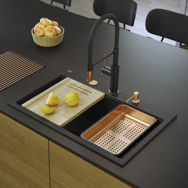 Lavello in granito MARC 110 WORKSTATION Black Metallic