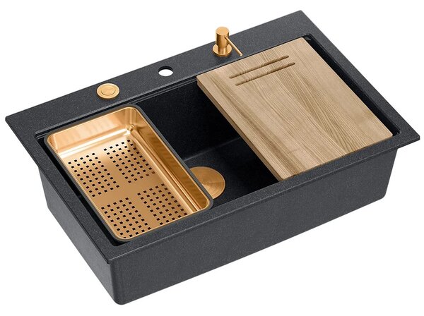 Lavello in granito MARC 110 WORKSTATION Black Metallic