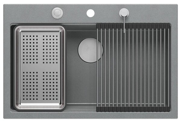 Lavello in granito MARC 110 WORKSTATION Grey Metallic