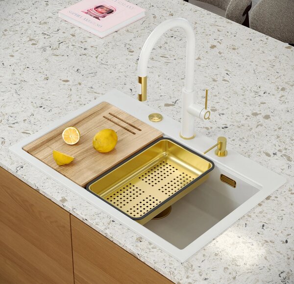 Lavello in granito MARC 110 WORKSTATION White