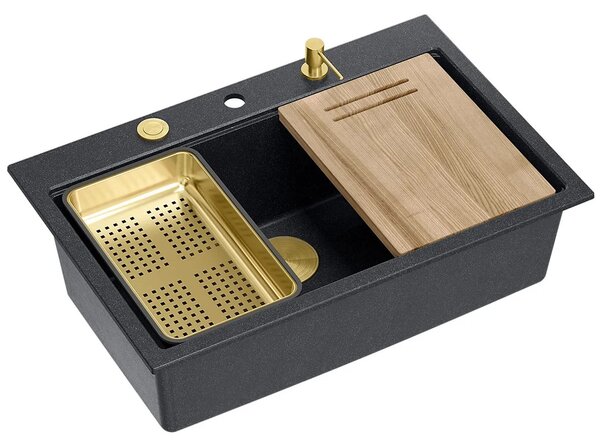 Lavello in granito MARC 110 WORKSTATION Black Metallic