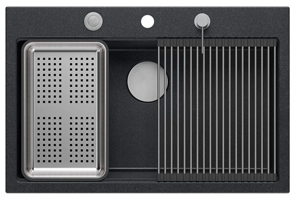 Lavello in granito MARC 110 WORKSTATION Black Metallic