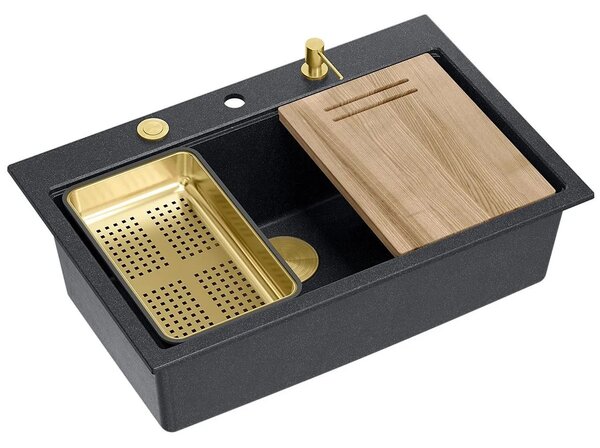 Lavello in granito MARC 110 WORKSTATION Black Metallic