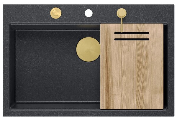 Lavello in granito MARC 110 WORKSTATION Black Metallic