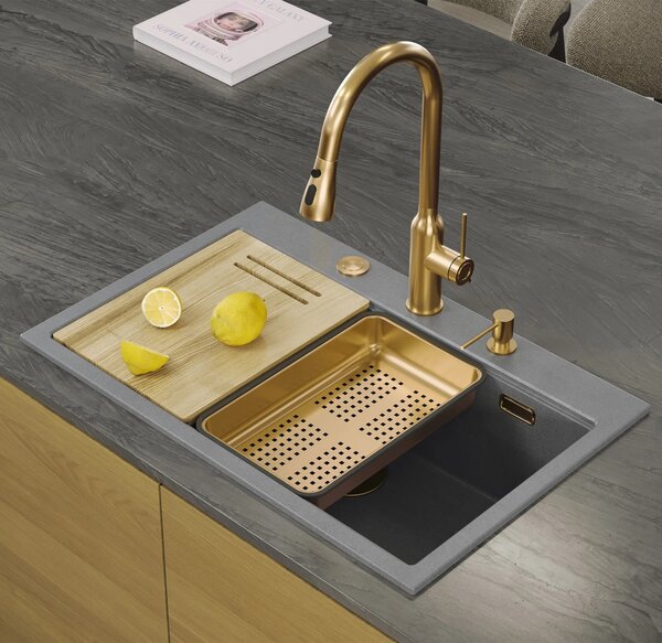 Lavello in granito MARC 110 WORKSTATION Grey Metallic