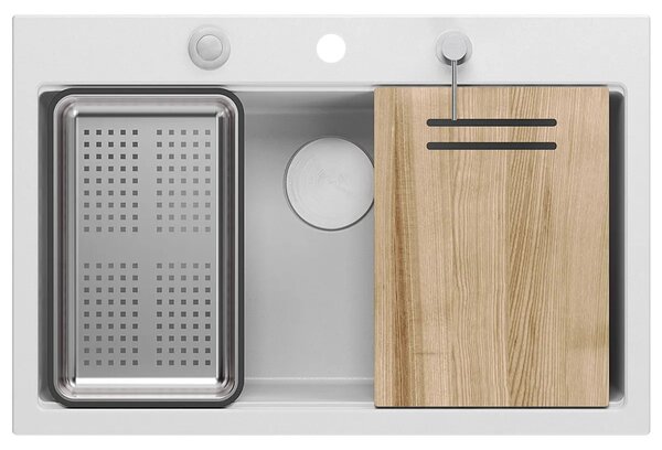Lavello in granito MARC 110 WORKSTATION White