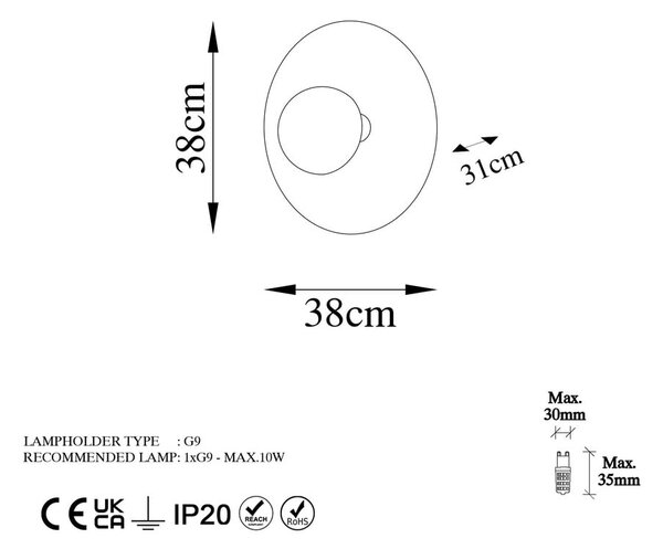 Lampada da parete color rame ø 38 cm Kurt – Opviq lights