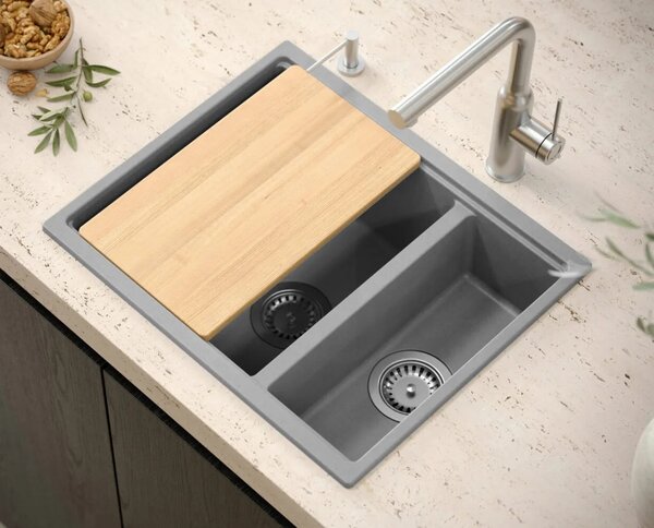 Lavello in granito Logan 150 Grey Metallic