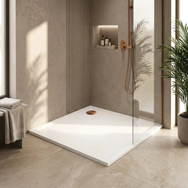 Piatto doccia acrilico Rea Savoy White 80x80