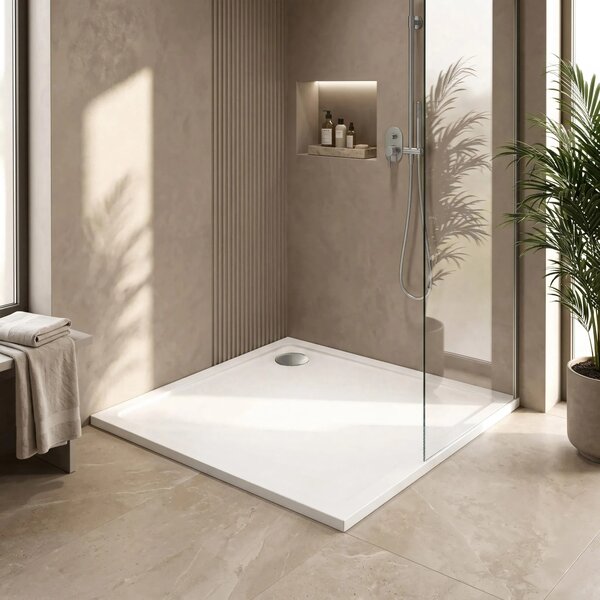 Piatto doccia acrilico Rea Savoy White 80x80