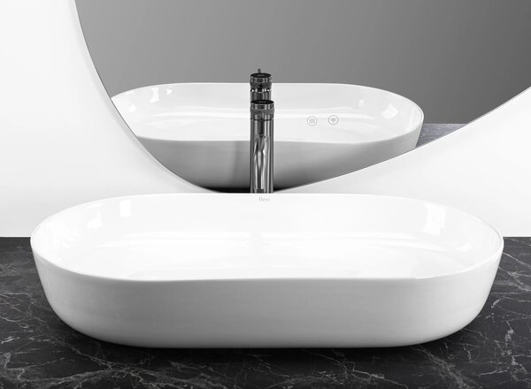 Lavabo da appoggio in ceramica CLEO 71 White-REA