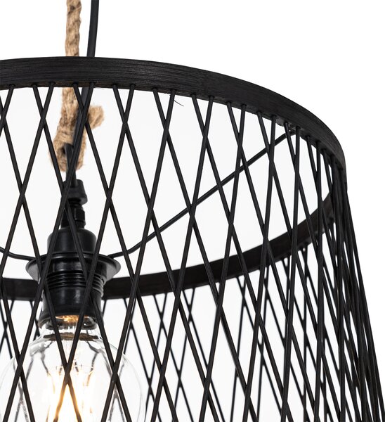 Lampada a sospensione da esterno rustica in rattan nero 40 cm - Calamus
