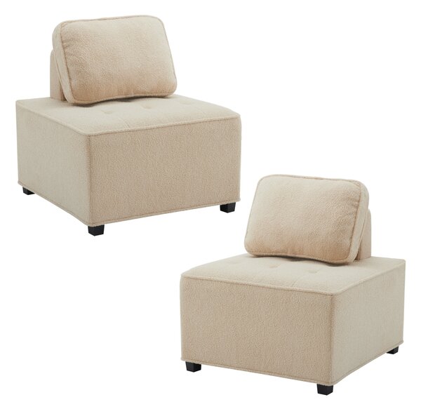 Divano Modulare e Confortevole per Soggiorno in Velluto Teddy, Combinabile, Capacità di Carico 150 kg per Posto, Poltrone Sofa Divani, Beige