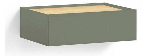 Comodino verde con piano effetto rovere da parete Arista – Teulat