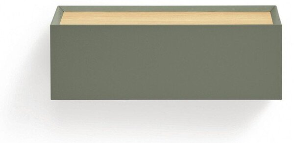 Comodino verde con piano effetto rovere da parete Arista – Teulat