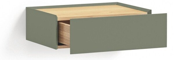 Comodino verde con piano effetto rovere da parete Arista – Teulat