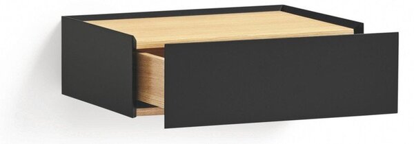 Comodino nero con piano effetto rovere da parete Arista – Teulat