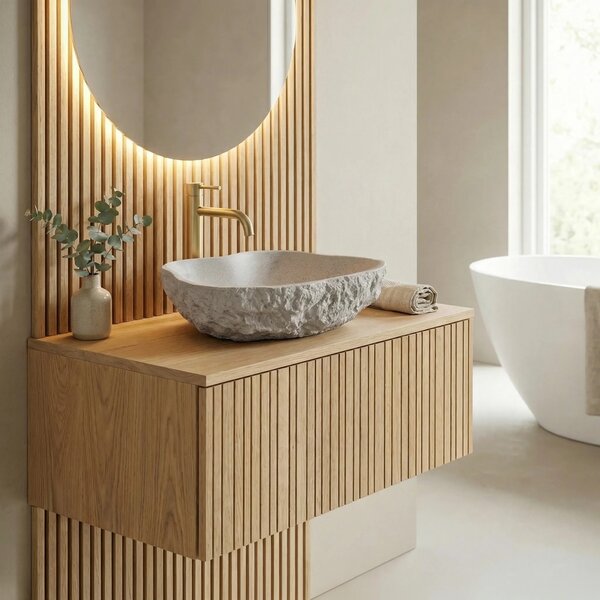Lavabo da appoggio Rea Isla Beige