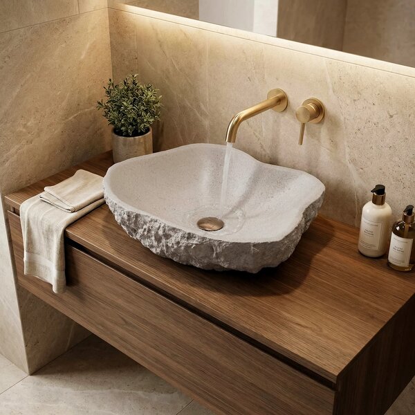 Lavabo da appoggio Rea Isla Beige