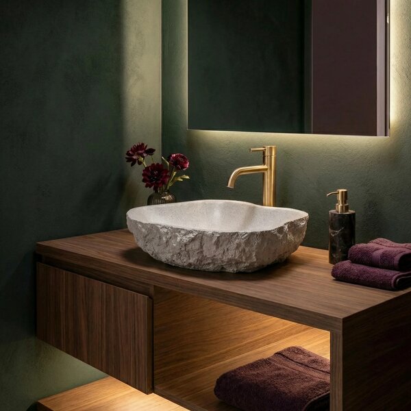 Lavabo da appoggio Rea Isla Beige