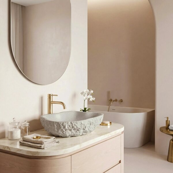 Lavabo da appoggio Rea Isla Beige