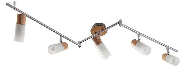 Plafoniera Lindby, Christoph, dimmerabile, Metallizzato, Camera da letto, Legno, Campagna / rustico