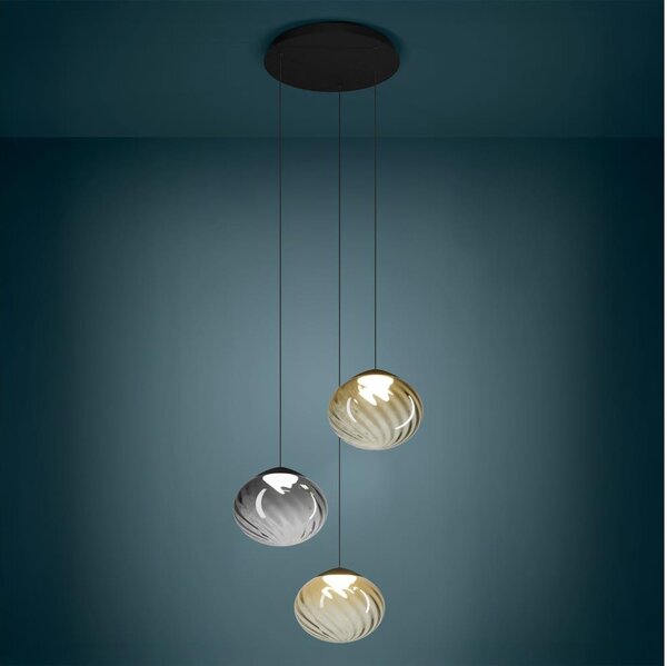 Eglo 390481 - Lampada a sospensione dimmerabile su cavo PANTOJA 3xLED/5,8W/230V beige/fumé +telecomando