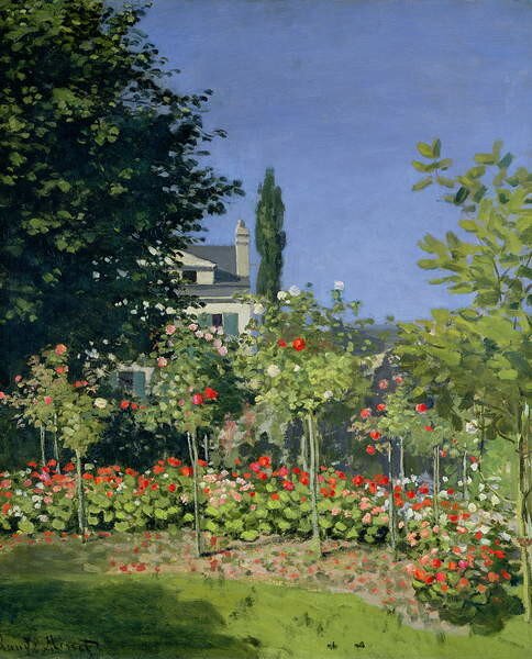Riproduzione Flowering Garden at Sainte-Adresse c 1866, Claude Monet
