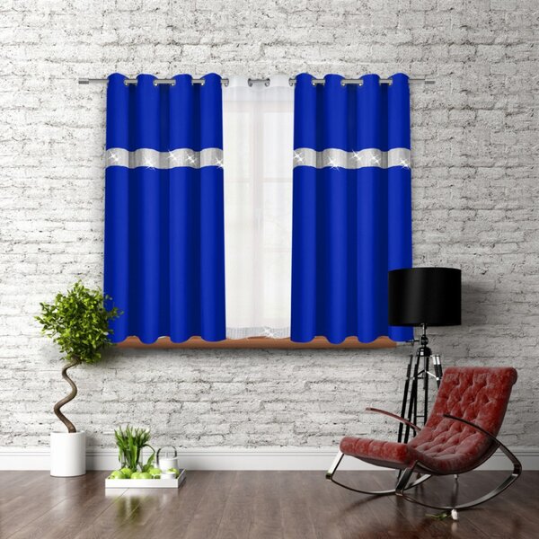 Tenda su anelli con zirconi 140x160 cm bluette