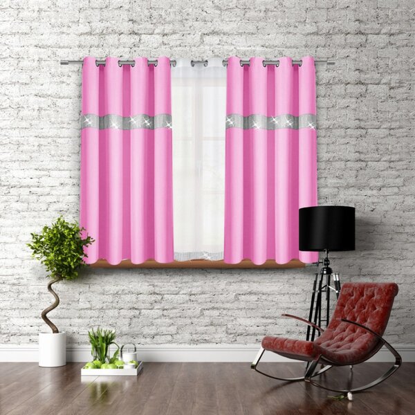 Tenda su anelli con zirconi 140x160 cm rosa chiaro