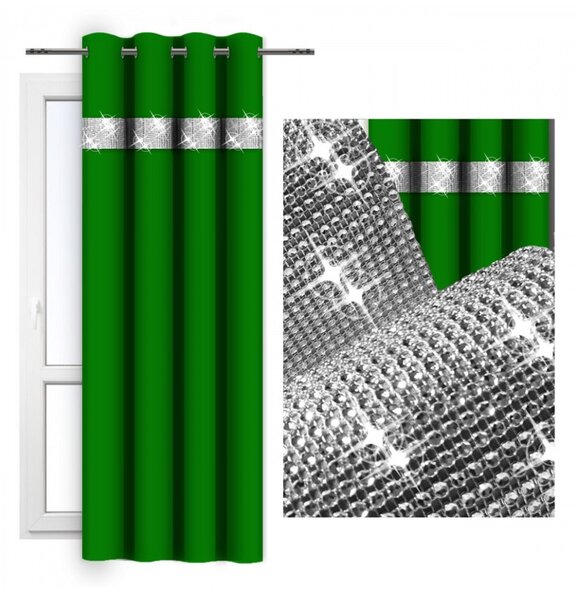Tenda su anelli con zirconi 140x250 cm verde