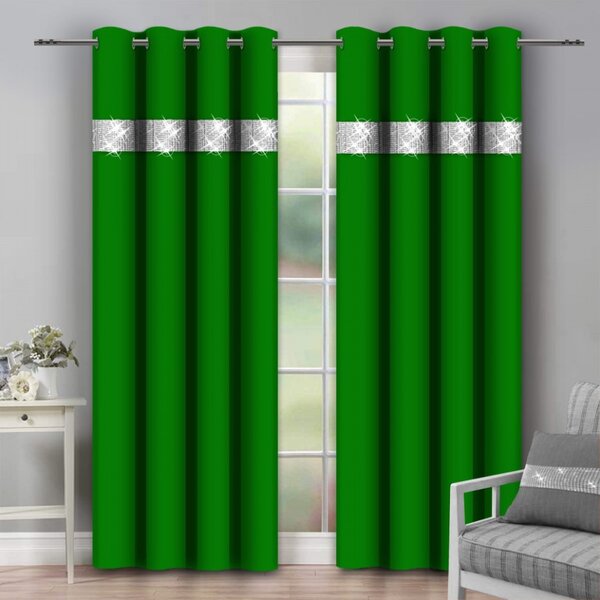Tenda su anelli con zirconi 140x250 cm verde
