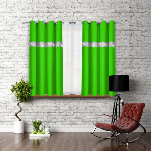 Tenda su anelli con zirconi 140x160 cm verde chiaro