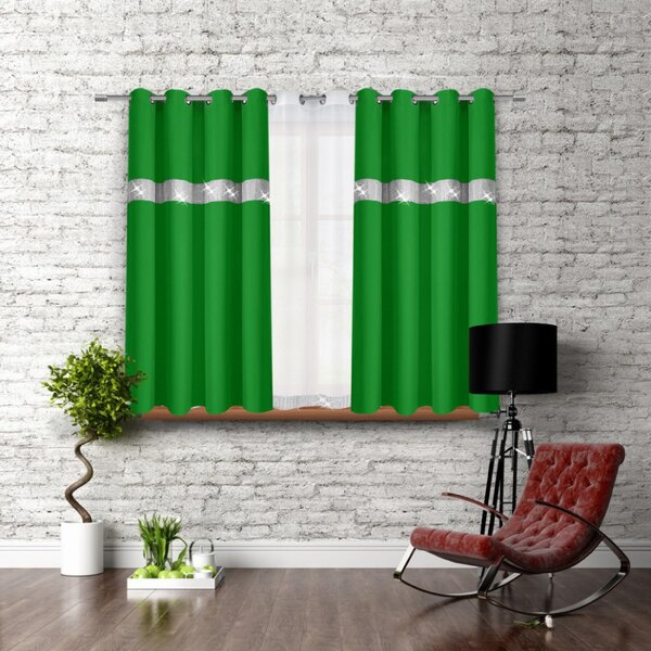 Tenda su anelli con zirconi 140x160 cm verde