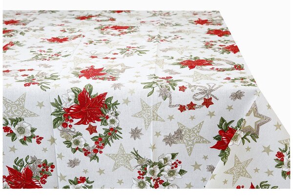Tessuto cotone al metro - tela - Rose di Natale beige, altezza 140 cm
