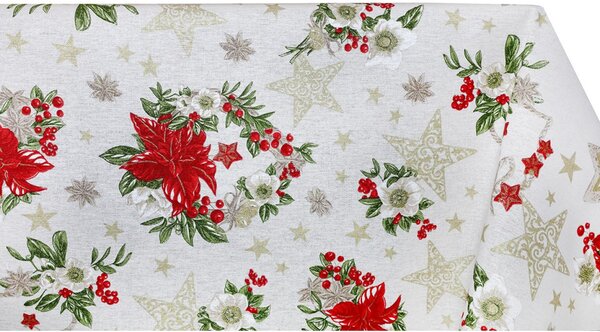 Tessuto cotone al metro - tela - Rose di Natale beige, altezza 140 cm